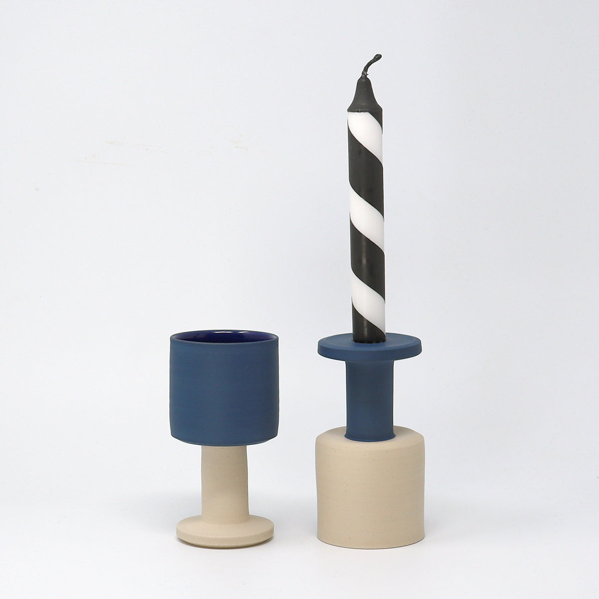 Candle Holder / Goblet - Dark Blue / Stone