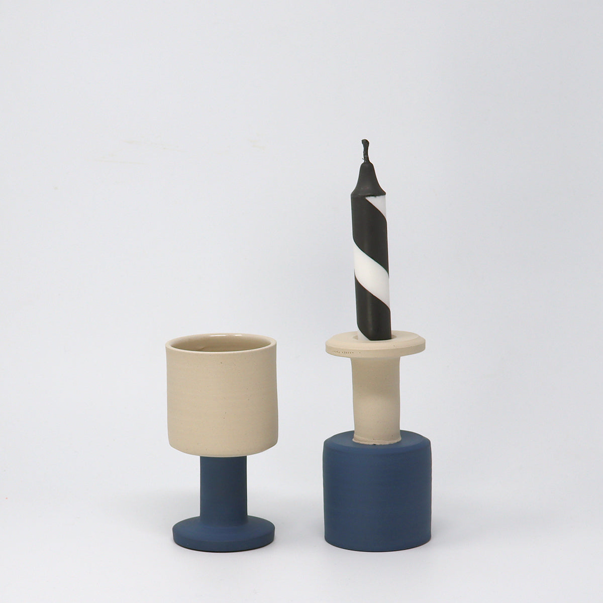 Candle Holder / Goblet - Dark Blue / Stone