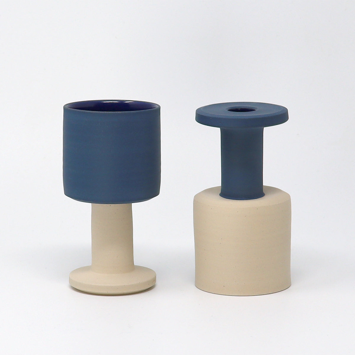 Candle Holder / Goblet - Dark Blue / Stone