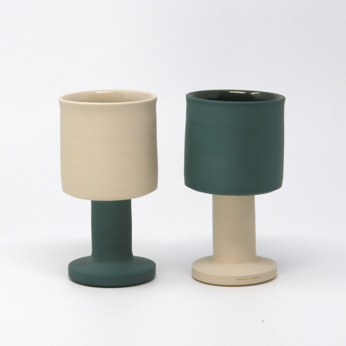 Candle Holder / Goblet - Stone / Teal
