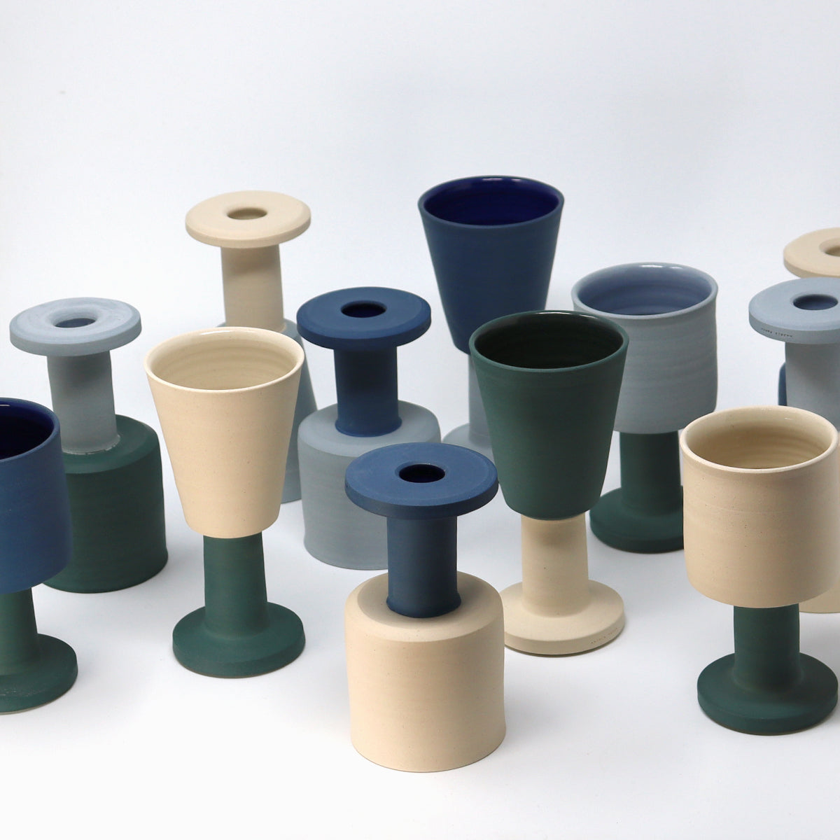 Candle Holder / Goblet - Dark Blue / Light Blue