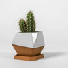 Small Geometric Pot Half-Glazed - Kobi & Teal