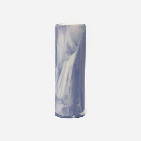 Cylinder Vase Marbled Blue/White