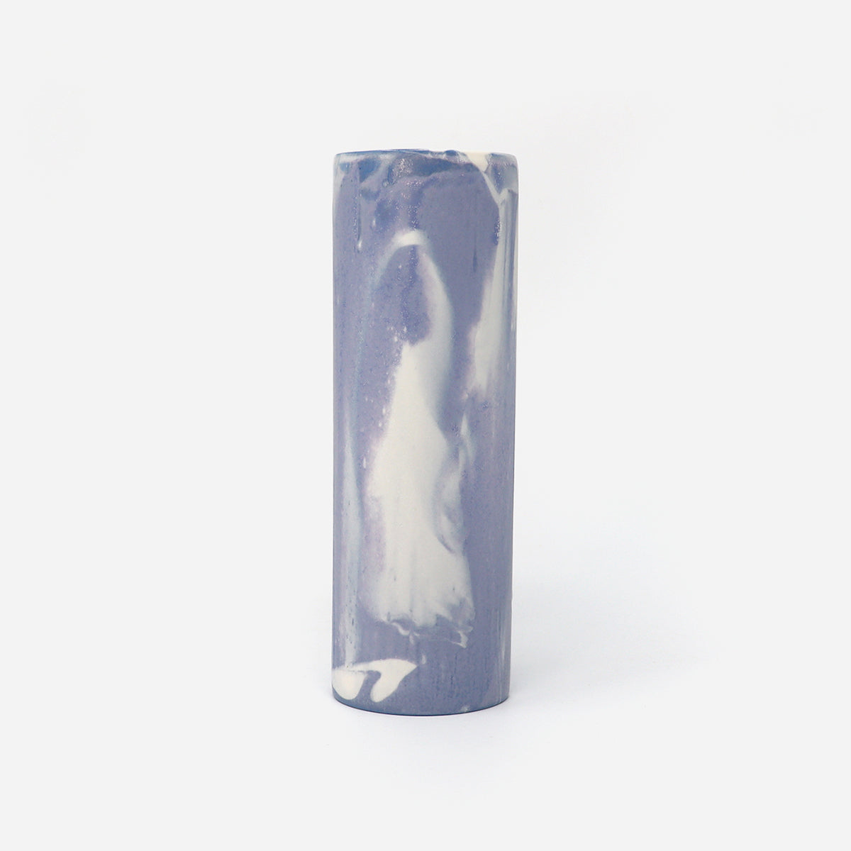 Cylinder Vase Marbled Blue/White