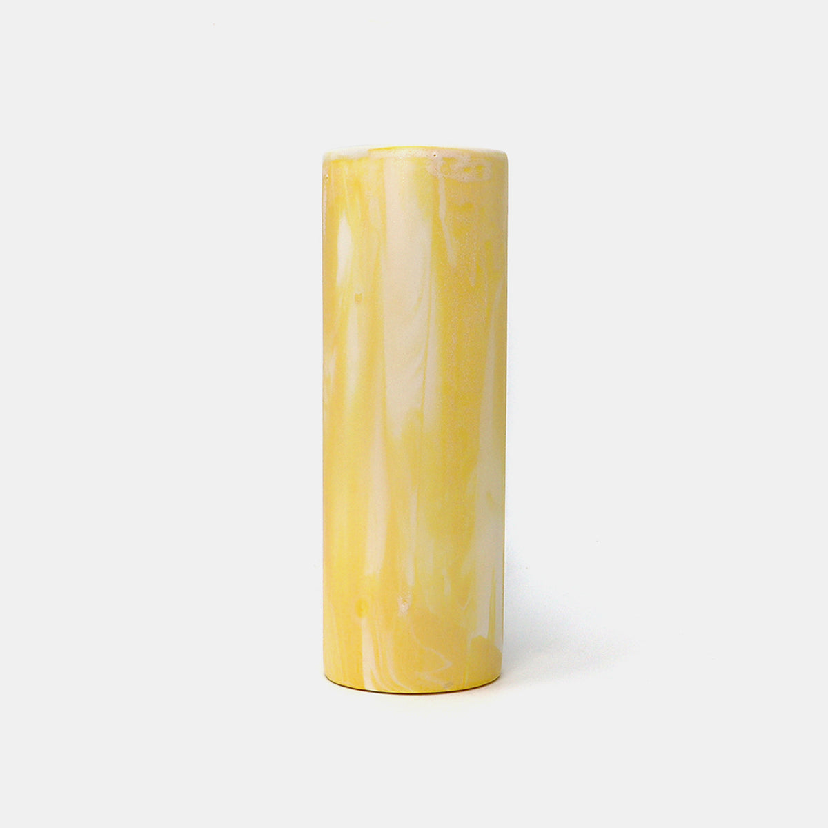 Cylinder Vase Marbled Yellow/White