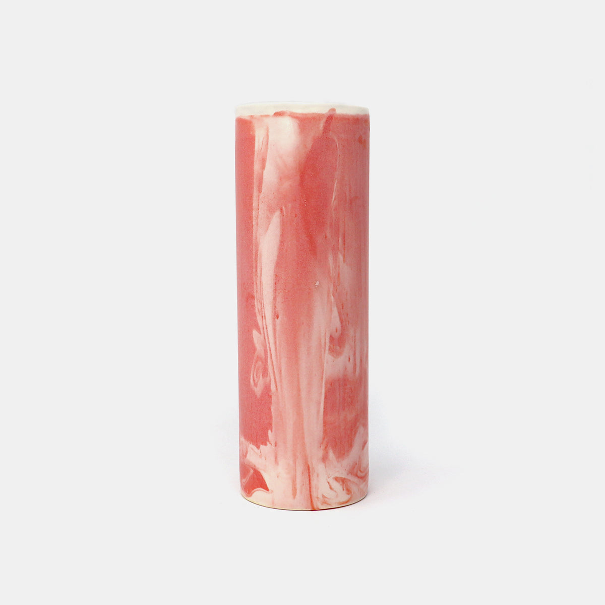 Cylinder Vase Marbled Red/White