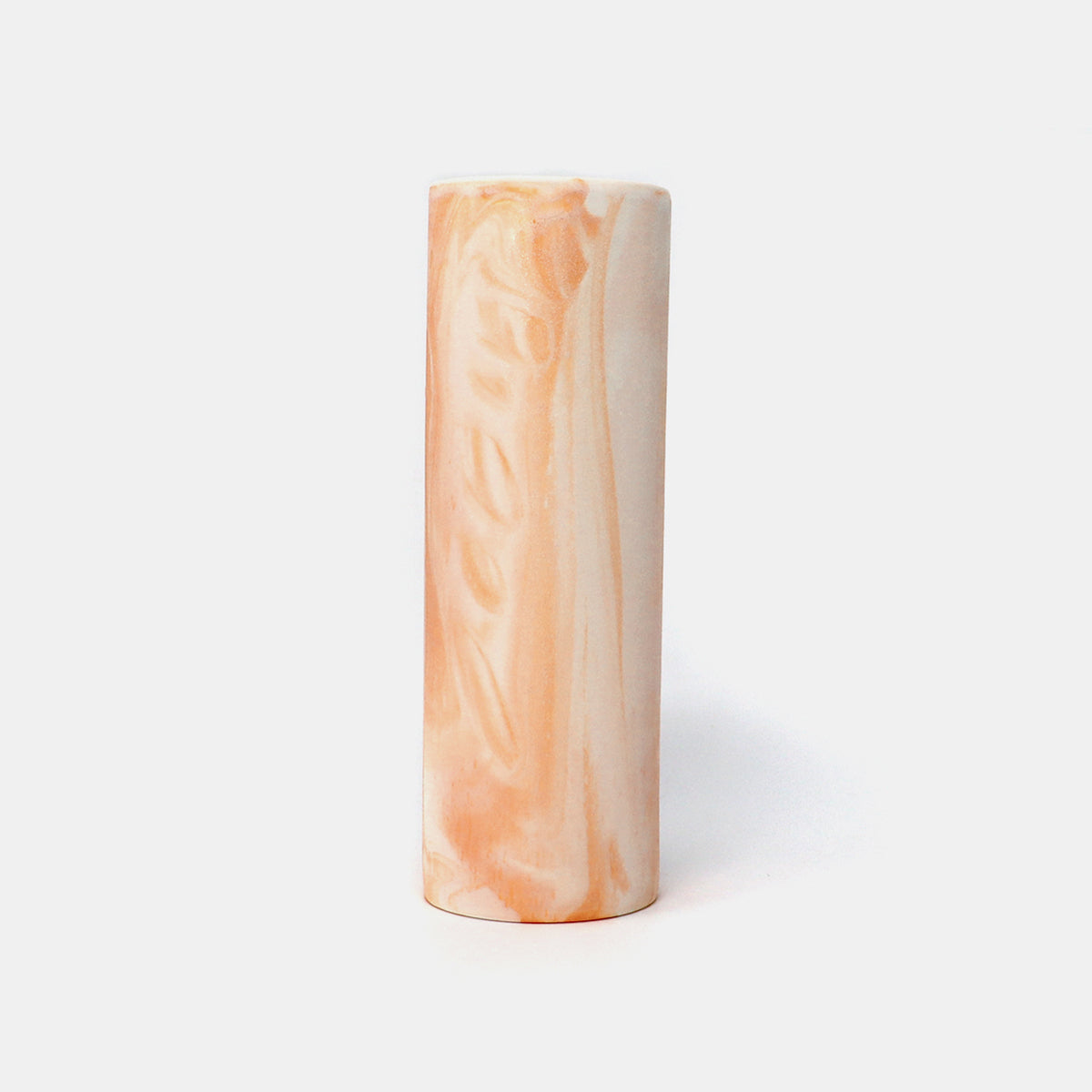 Cylinder Vase Marbled Orange/White