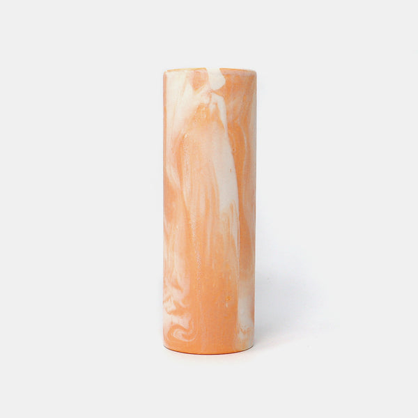 Cylinder Vase Marbled Orange/White