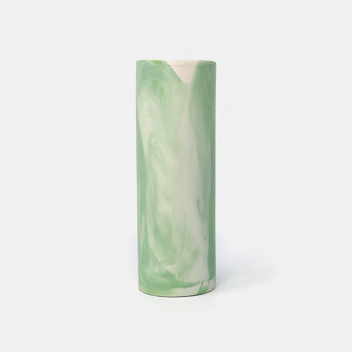 Cylinder Vase Marbled Green/White