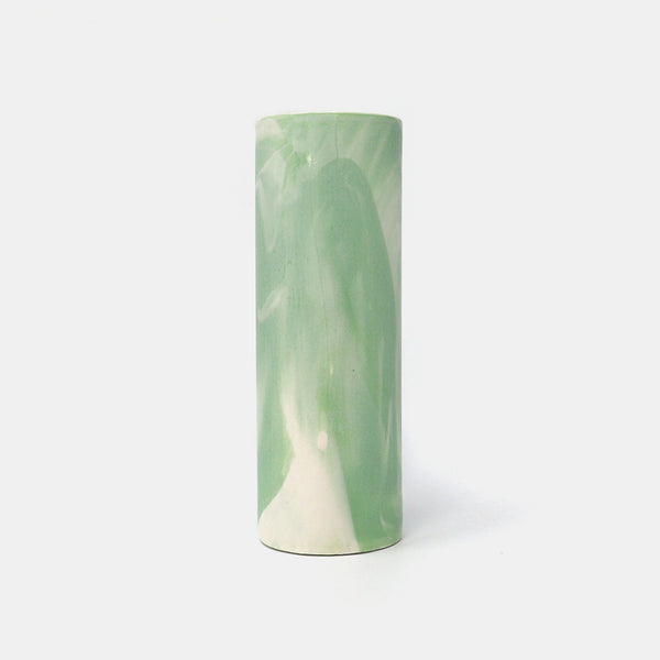 Cylinder Vase Marbled Green/White