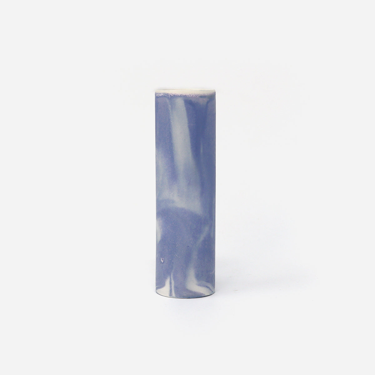 Cylinder Vase Marbled Blue/White