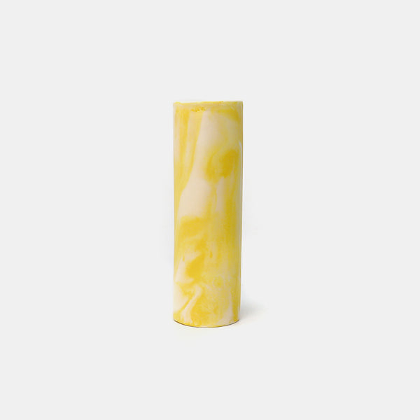 Cylinder Vase Marbled Yellow/White