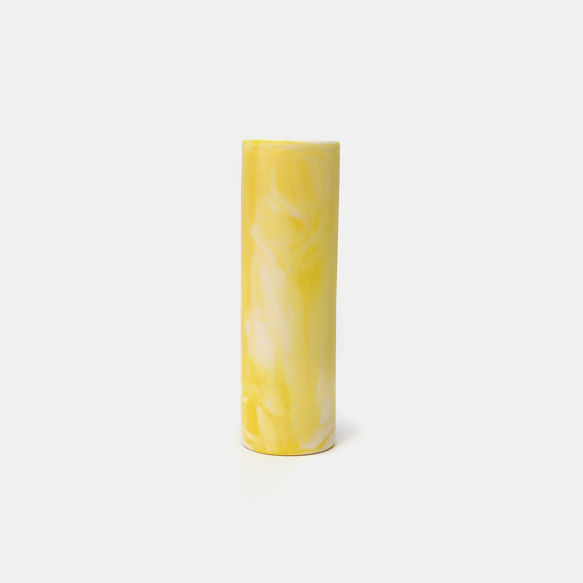 Cylinder Vase Marbled Yellow/White