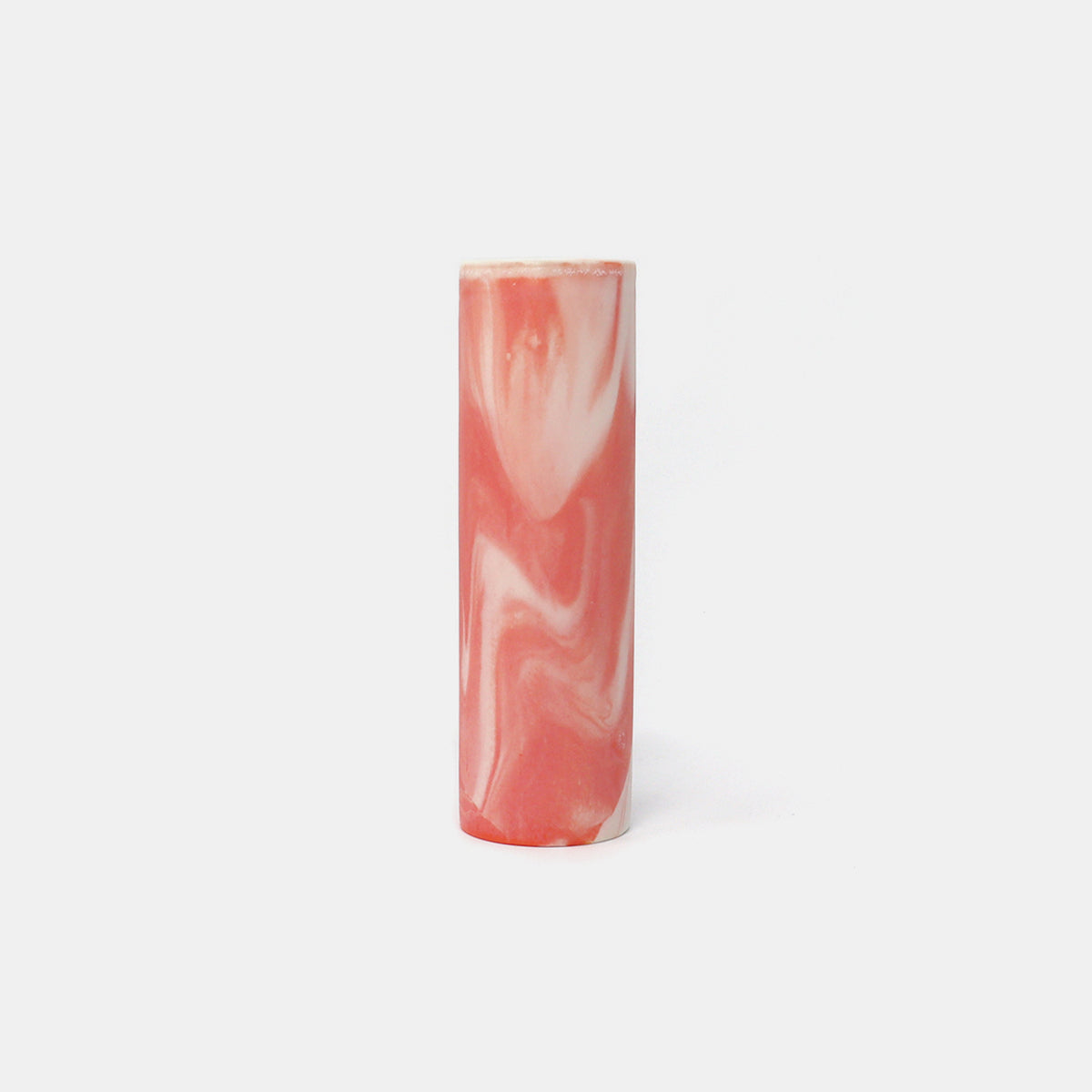 Cylinder Vase Marbled Red/White