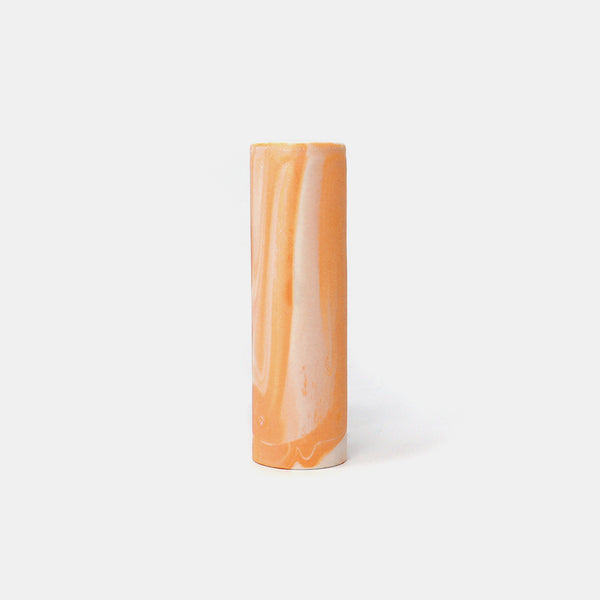 Cylinder Vase Marbled Orange/White