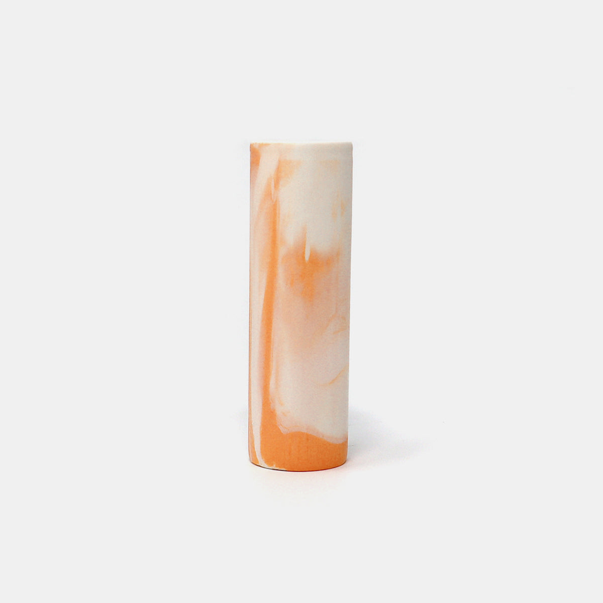 Cylinder Vase Marbled Orange/White