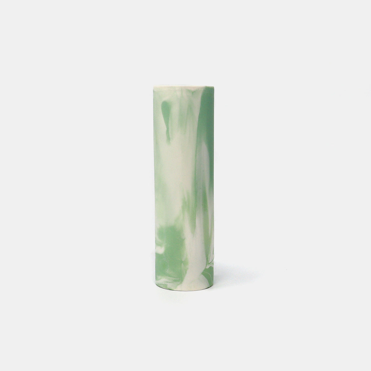 Cylinder Vase Marbled Green/White