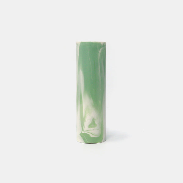 Cylinder Vase Marbled Green/White