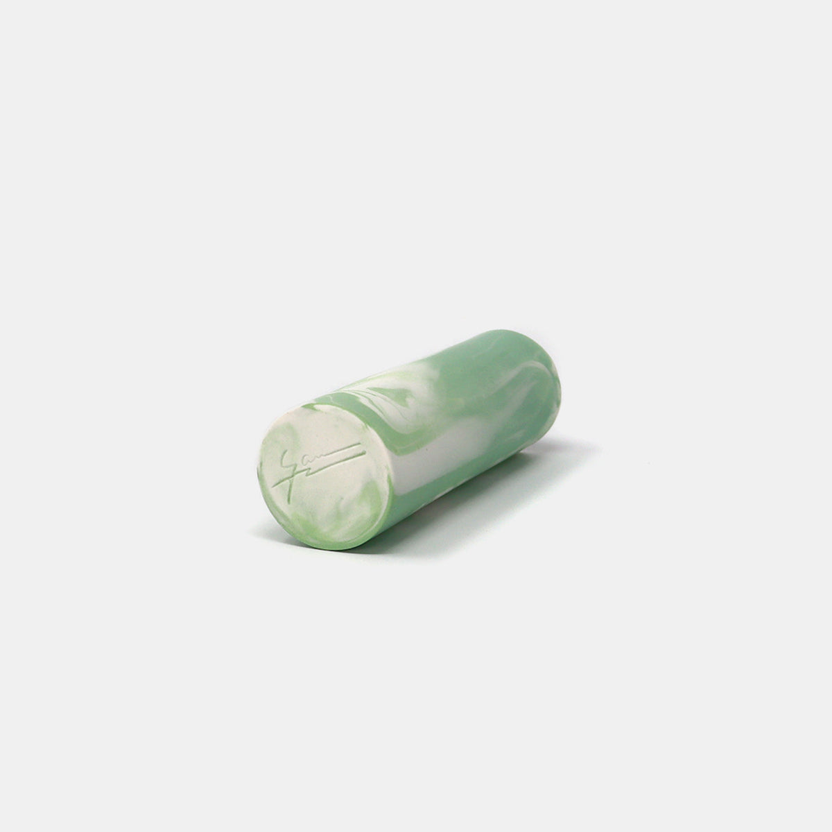 Cylinder Vase Marbled Green/White