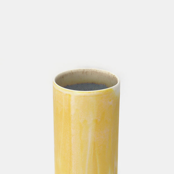 Cylinder Vase Marbled Yellow/White