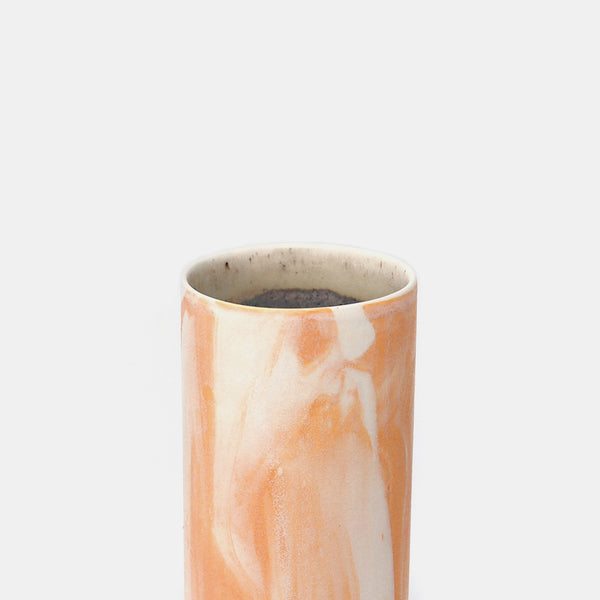 Cylinder Vase Marbled Orange/White