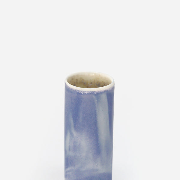 Cylinder Vase Marbled Blue/White