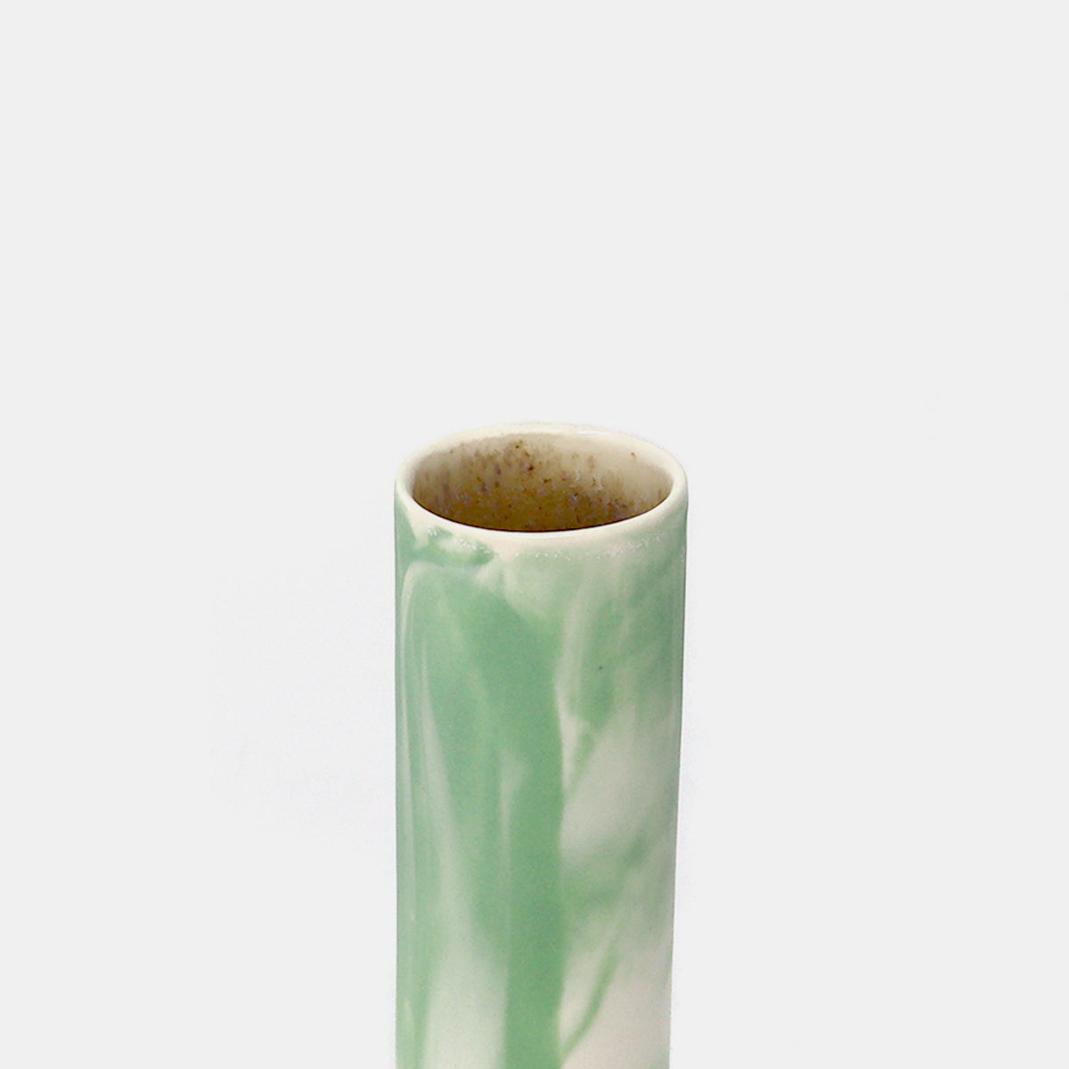 Cylinder Vase Marbled Green/White