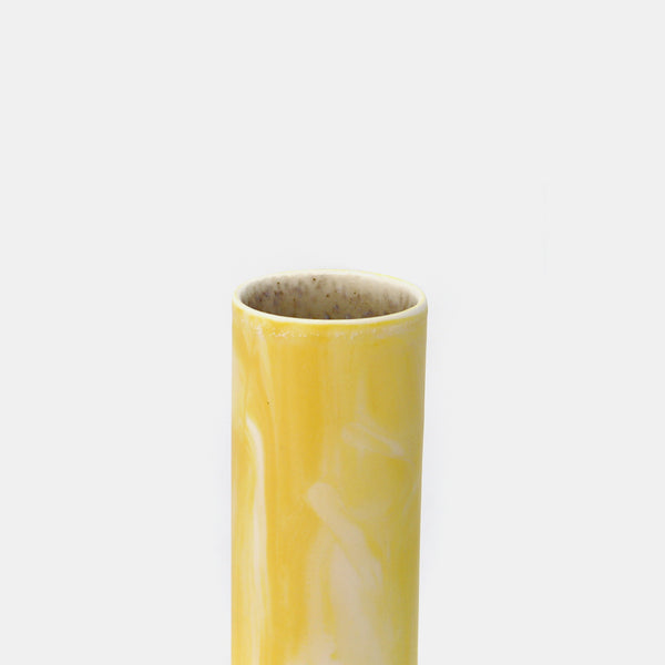 Cylinder Vase Marbled Yellow/White