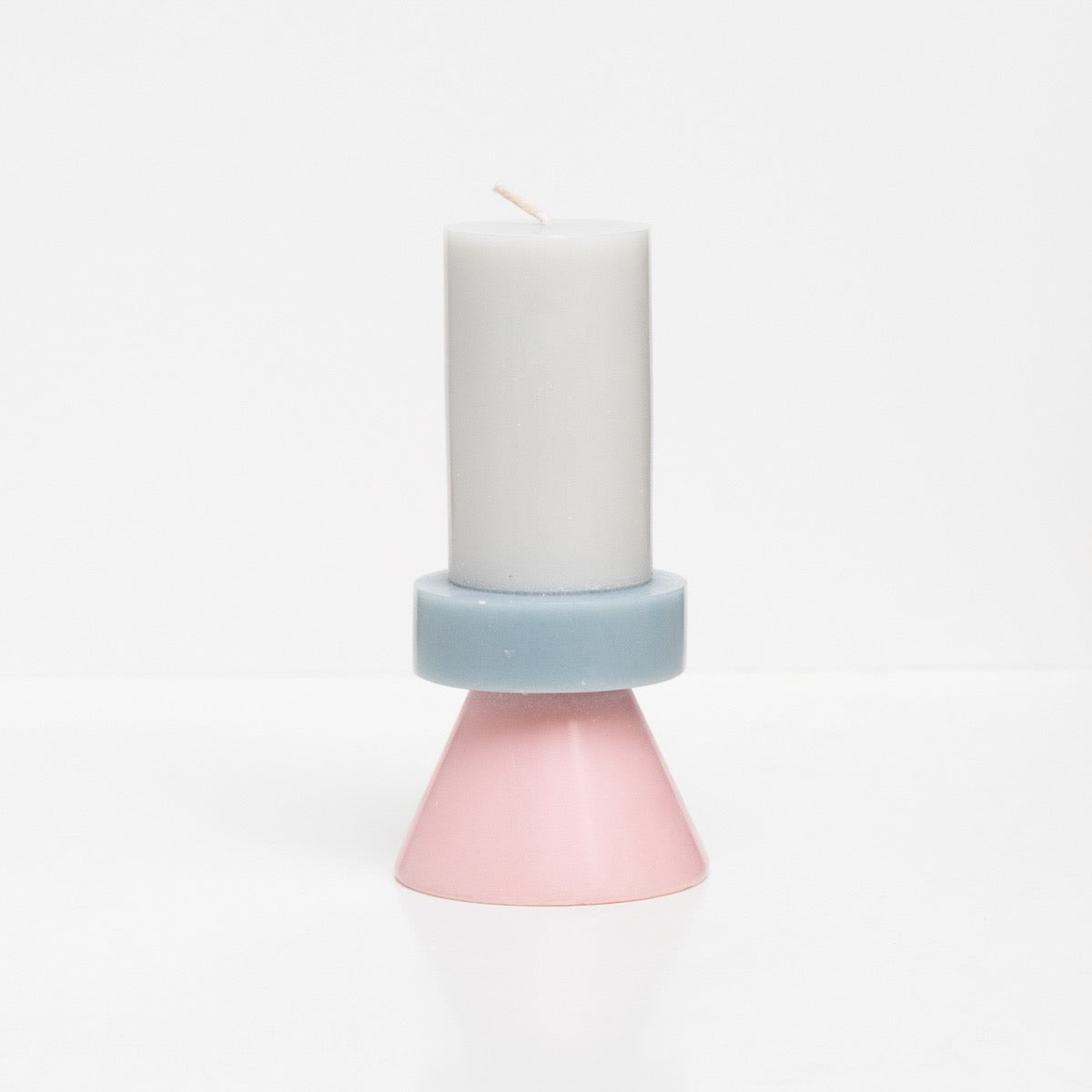 Stack Candle Tall - Light Grey/Pastel Blue/Soft Pink