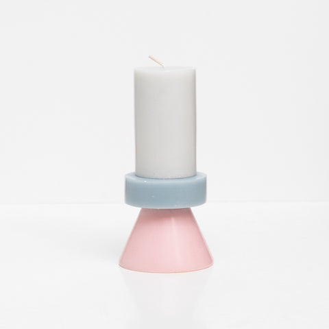 Stack Candle Tall - Light Grey/Pastel Blue/Soft Pink