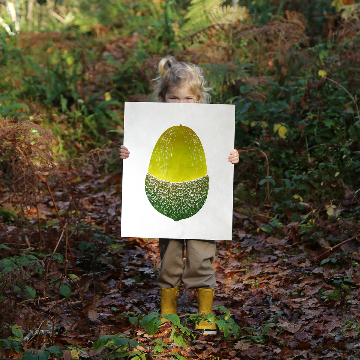Acorn Block Print