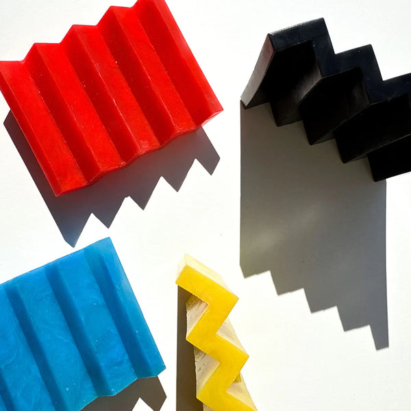 Bauhaus ZigZag soap dish black red yellow blue recycled plastic