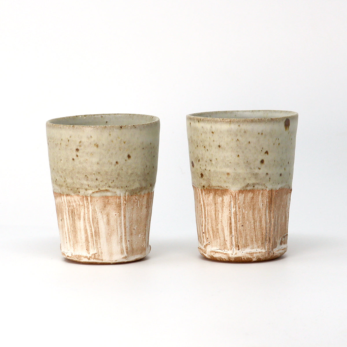 Part Faceted & Incised Beaker - Cornish Stone and Dolomite glaze / Bisque slip