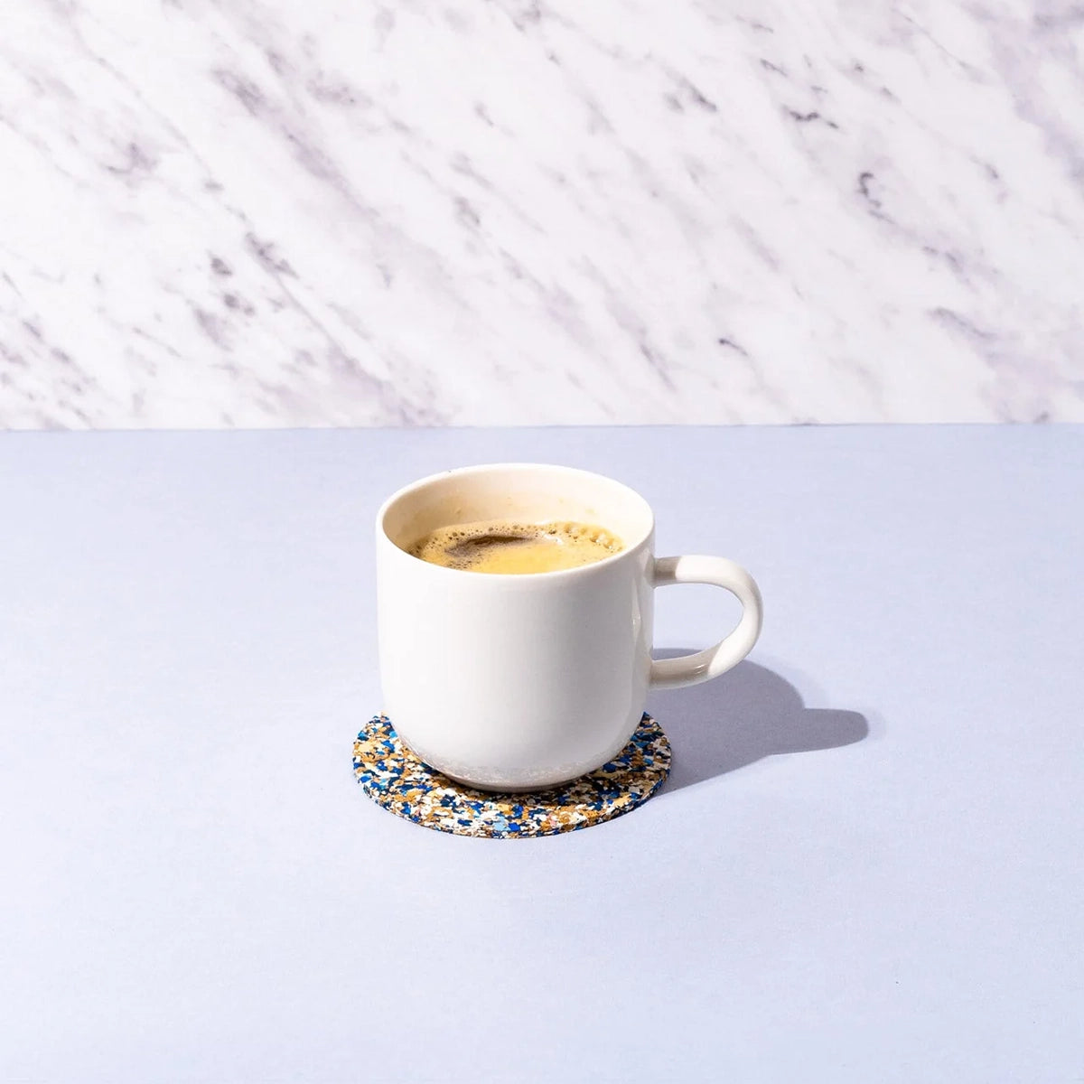Blue Speckled Round Cork Coasters - Set of 4