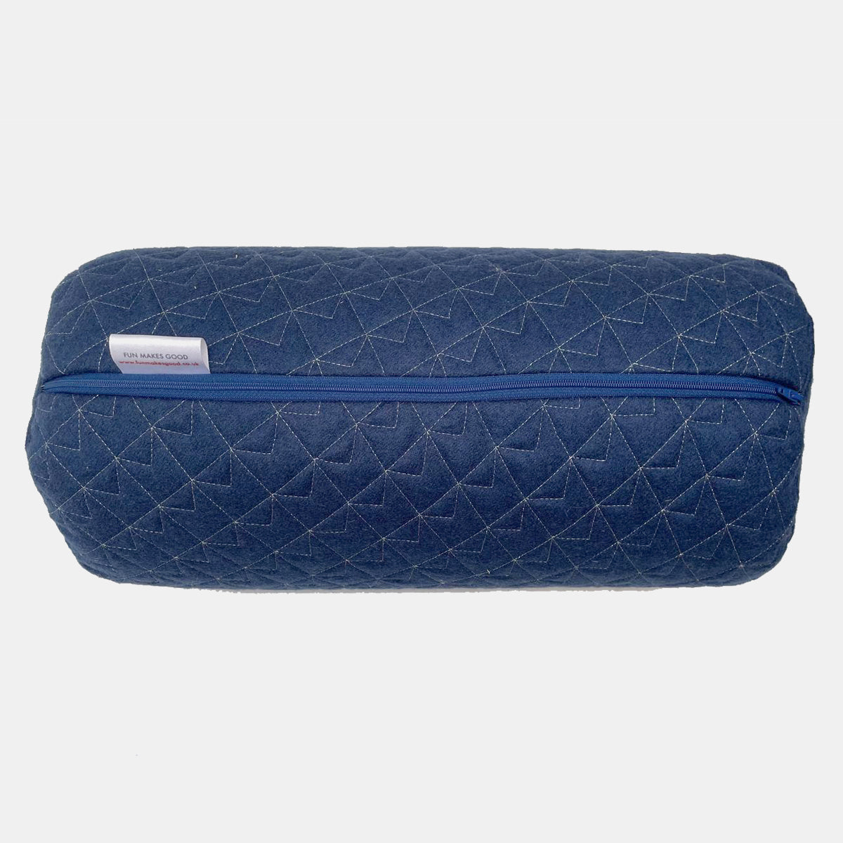 Patchwork Bolster Cushion  - Navy/Silver Quilted