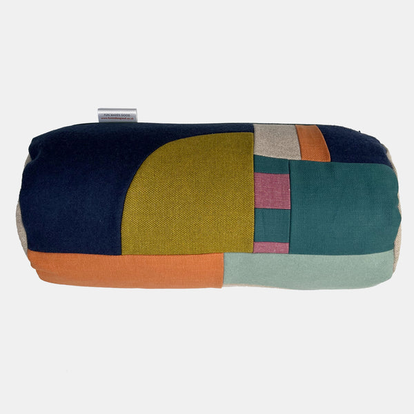 Patchwork Bolster Cushion - Pink/Orange/Mint/Olive/Teal B