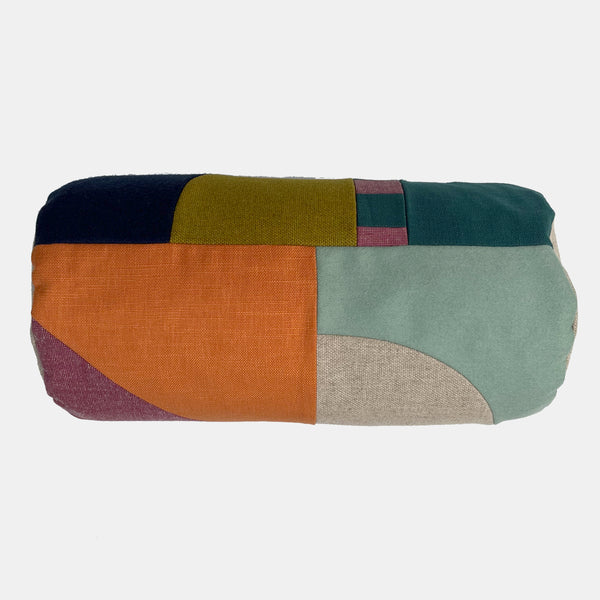 Patchwork Bolster Cushion - Pink/Orange/Mint/Olive/Teal B