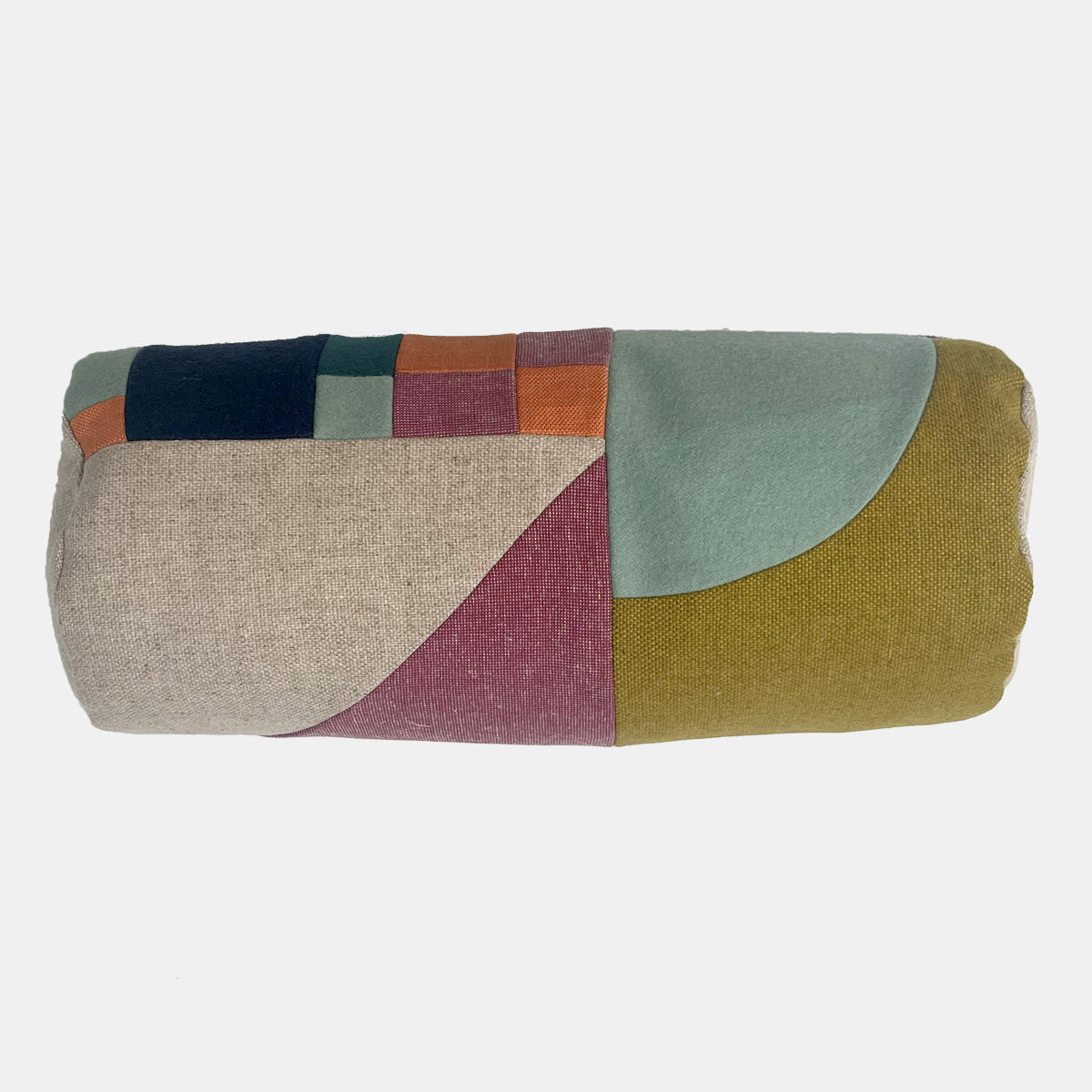 Patchwork Bolster Cushion - Pink/Orange/Mint/Olive/Teal C