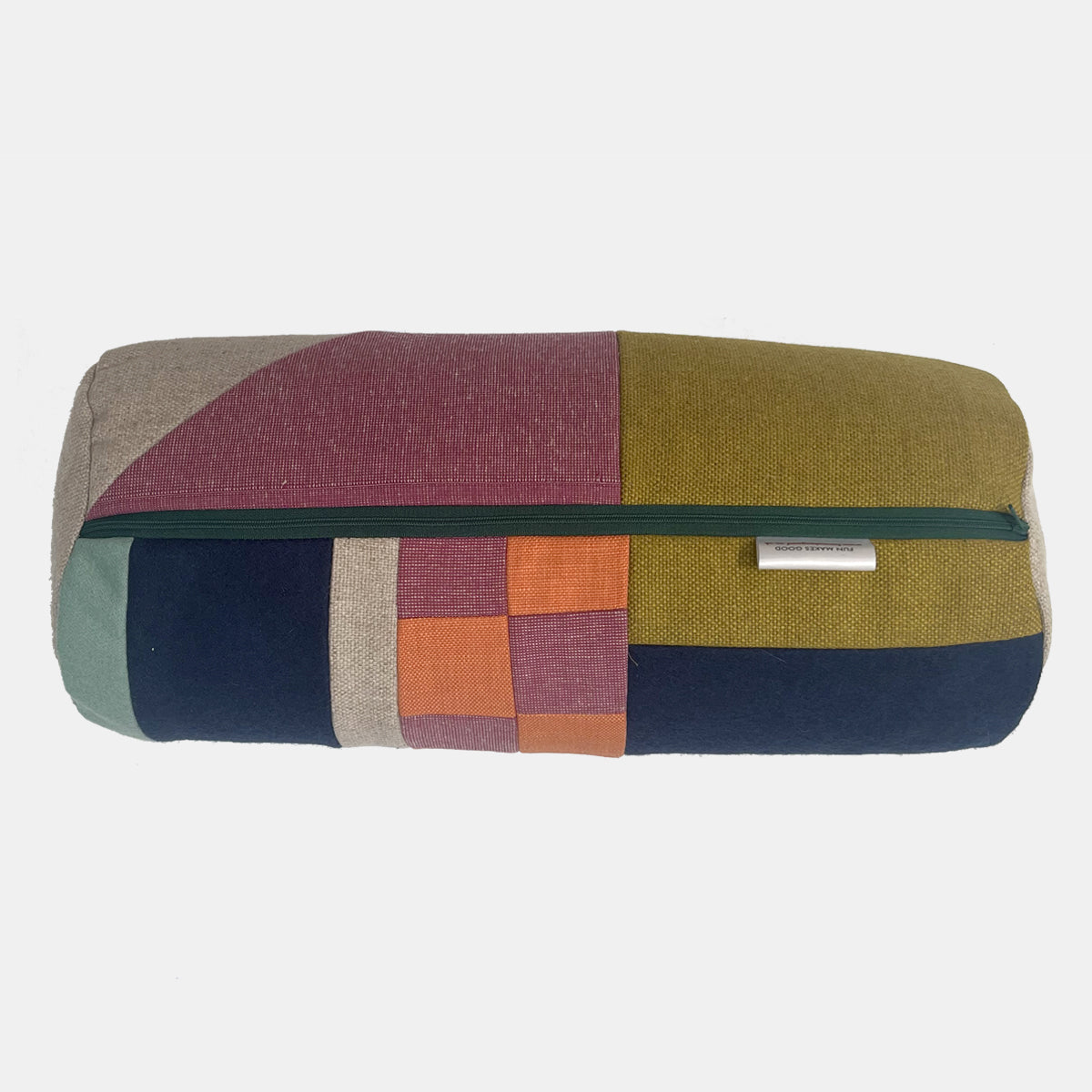 Patchwork Bolster Cushion - Pink/Orange/Mint/Olive/Teal C