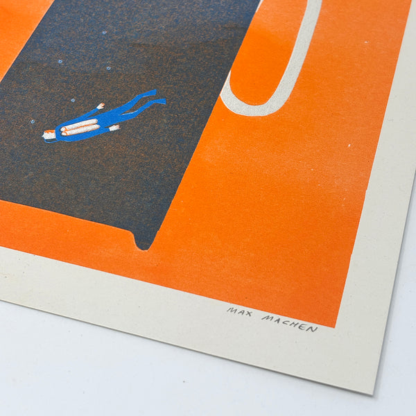 Diver in Coffee A4 Risograph Print