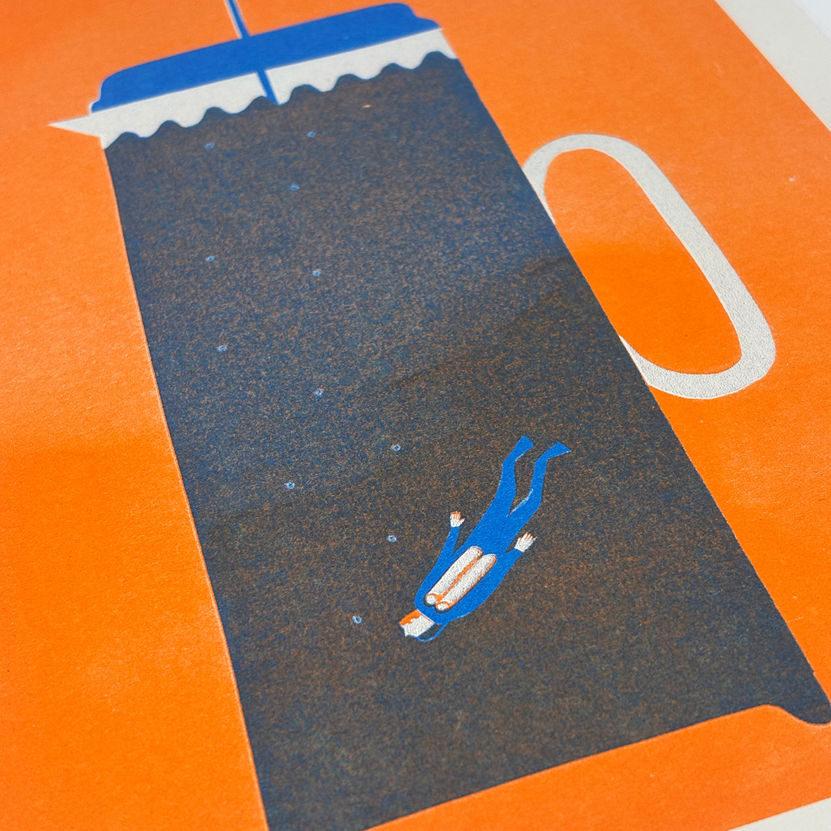 Diver in Coffee A4 Risograph Print
