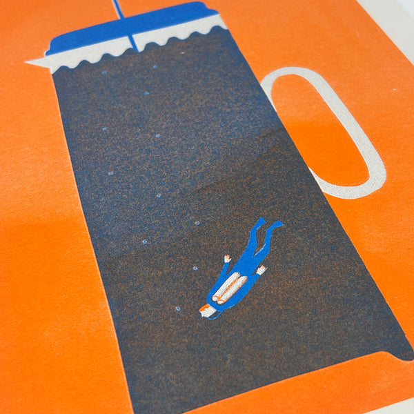 Diver in Coffee A4 Risograph Print
