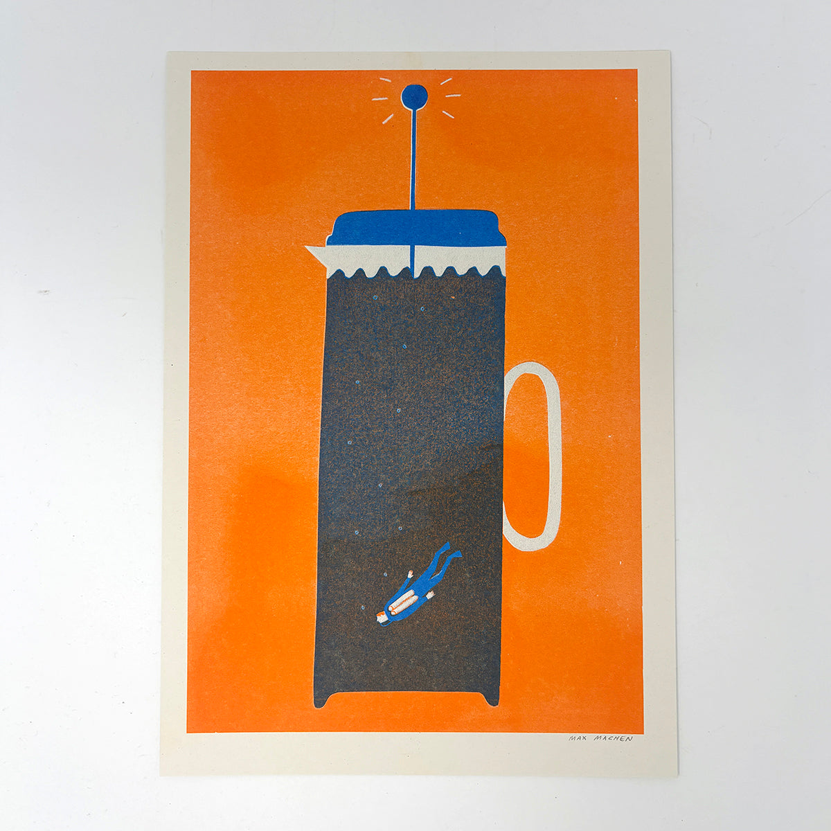 Diver in Coffee A4 Risograph Print