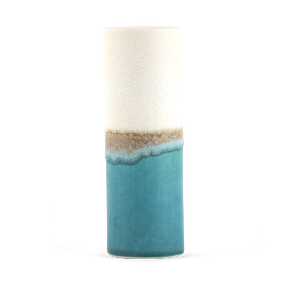 Cylinder Vase White/Teal