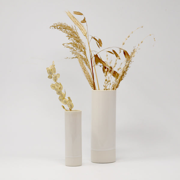 Cylinder Porcelain Vase White