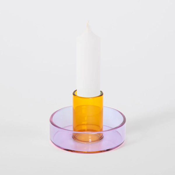 Glass Candleholder lilac/peach