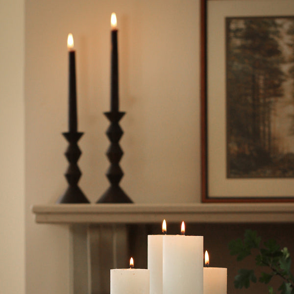 Stacked Fumed Oak Candlestick