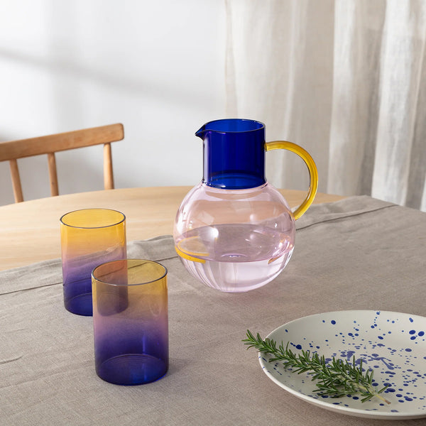Pablo Glass Jug - Pink/Cobalt