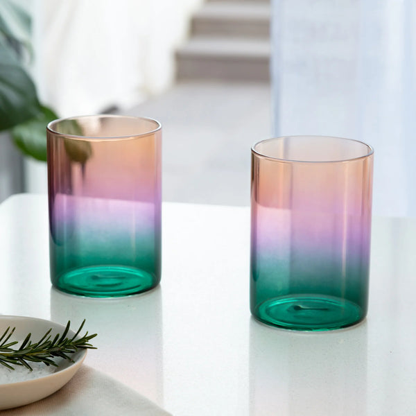 Gradient Glasses Pair - Three Tone Teal/Lilac/Gold