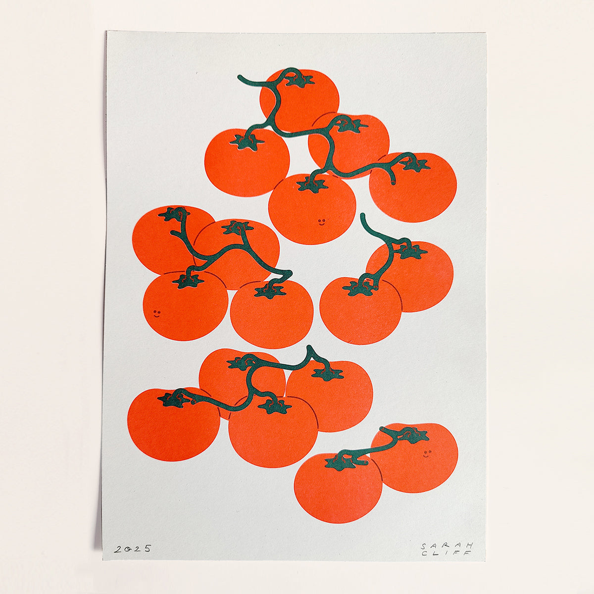 Happy Tomatoes Risograph Print A4